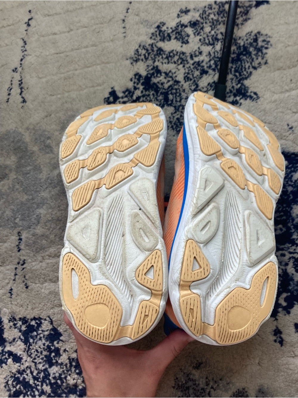 Men’s Hoka Orange Running Shoes with Blue Highlights - Picture 4 of 6